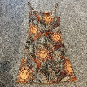 Sun Patterned Sleeveless Dress